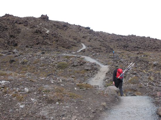 After a few kilometers we had to climb up a little bit between the volcanic stones and rocks, but the path was well prepared