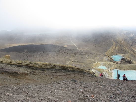 Now we came from the Red Crater down to the well known Emerald Lakes.
