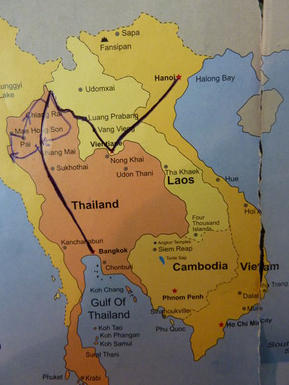 Die Fahrt ging also von Vientiane nach Hanoi, ich schätze ca. 600,700km.