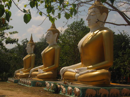 Mächtige Buddhas vor der eigentlichen Anlage.