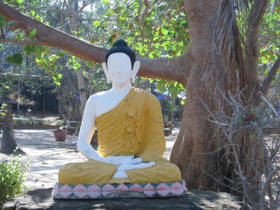 Buddha unter einem Baum,
ein geheimer Ort voller Ruhe,
im nahe gelegenen Tempel leben einige Mönche.