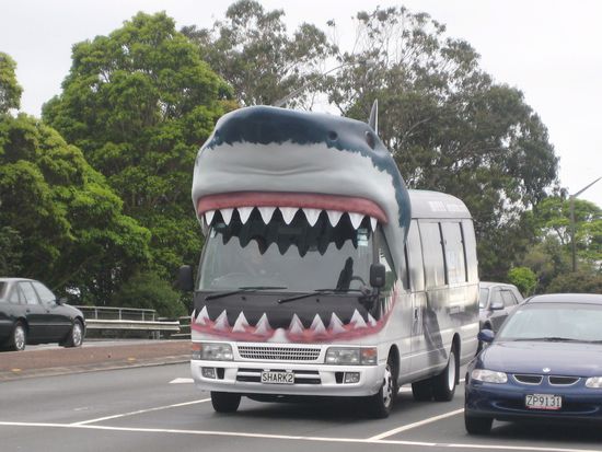 der Shuttelbus zu "Kelly Tarlton's Underwater World"