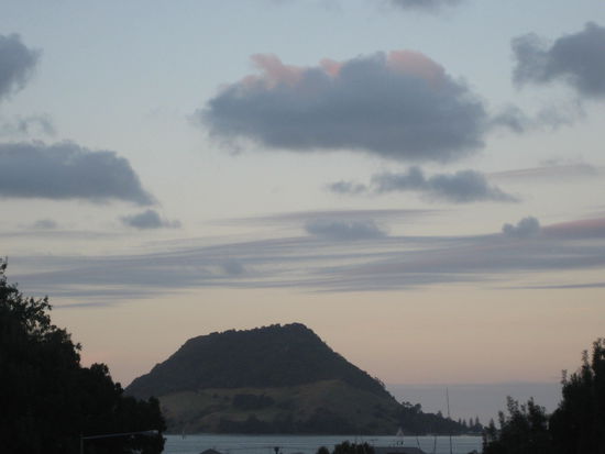 der Mount Manganui von unserem Hostel aus fotografiert