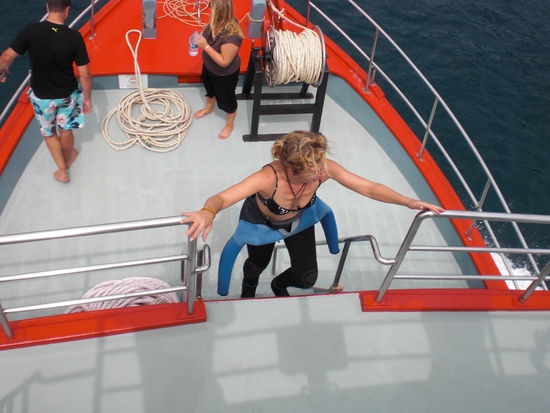 Meine Tauchlehrerin Silke auf der Suche nach mir, lagen noch Besprechungen für die nächsten Tauchgänge an...