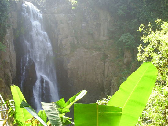 Zu Fuß 1,5 km zum 70 m hohen Wasserfall. Wunderschön
