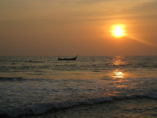 Fischer bei Sonnenuntergang