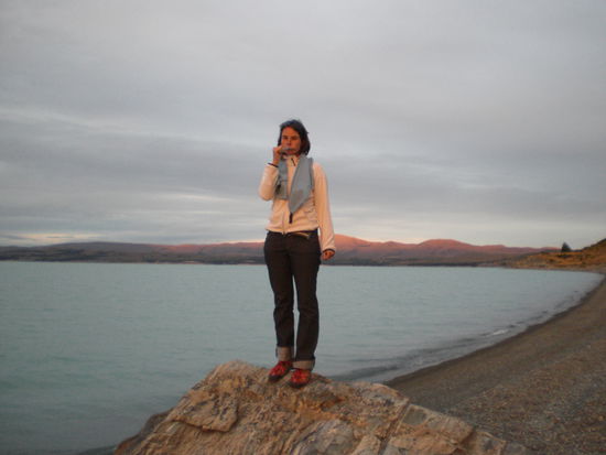 unser Bad! ja, wir waren duschen und baden im Gletschersee! 
Lake Puaraki