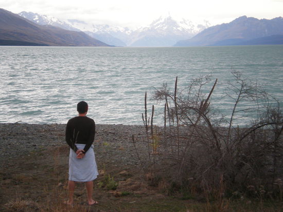 unser Badesee . Mit Sicht auf Mt. Cook selbstverstaendlich