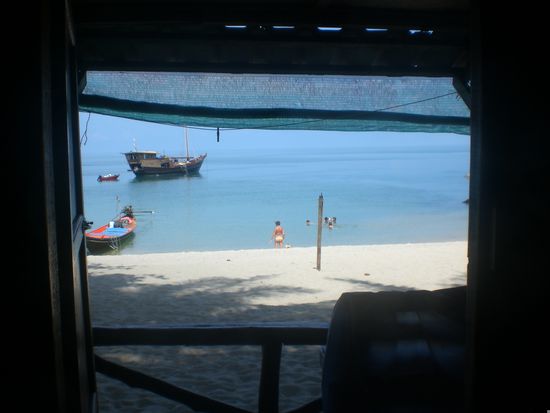 Aussicht aus unsrem Bungalow direkt am Strand