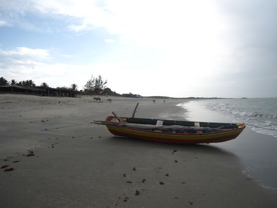 Am Strand von Barra Grande. Das schoenste an diesem Ort ist, dass es fast keine Touristen hat und die Strandhaeuschen alle aus natuerlichem Holz gebaut sind.