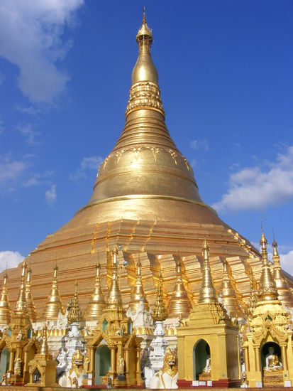 die Shwedagon Pagode. Das buddistische Heiligtum in Myanmar.
