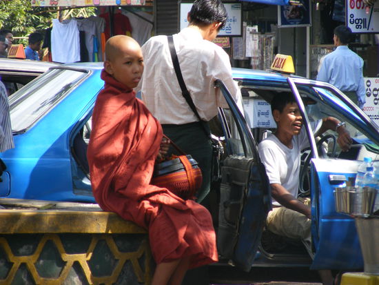 ein junger Moench in Yangon