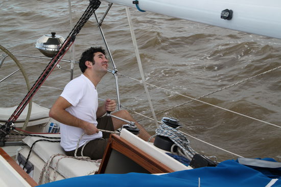 Ich als Spinnaker-Trimmer