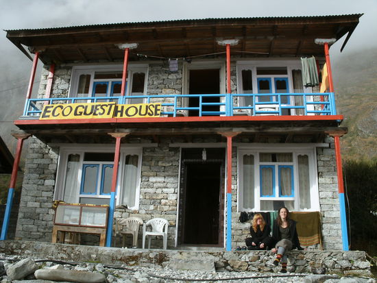 seltene Spezies der Weiss-Aeffchen entdeckt, als sie vor einer Unterkunft in Langtang herumlungerten. Sie wurden natuerlich sofort am naechsten Morgen den Berg hinauf gejagt...