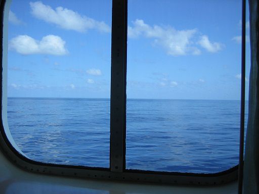 Blick aus unserer Kabine auf den stürmischen Atlantik