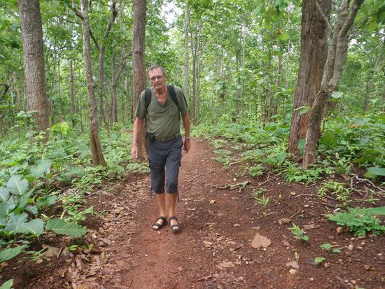 Aufstieg im schattigen Wald zum Stamm der Li Su.