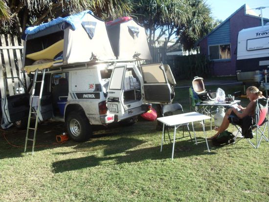 Auf dem Campingplatz in Bargara konnten wir unsere Zelte und Bettwäsche endlich trocknen lassen