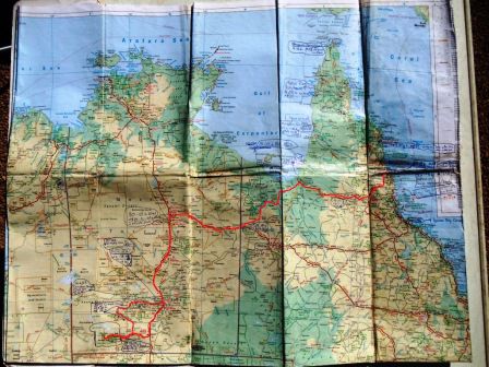 Unsere Route nach der Rückkehr vom Cape York; vom 16. Juni bis Jetzt