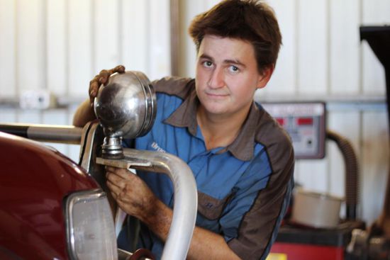 Callum, der älteste Lehrling. Mit ihm und Karl mache ich die meisten Kundenfahrten und Pick ups.