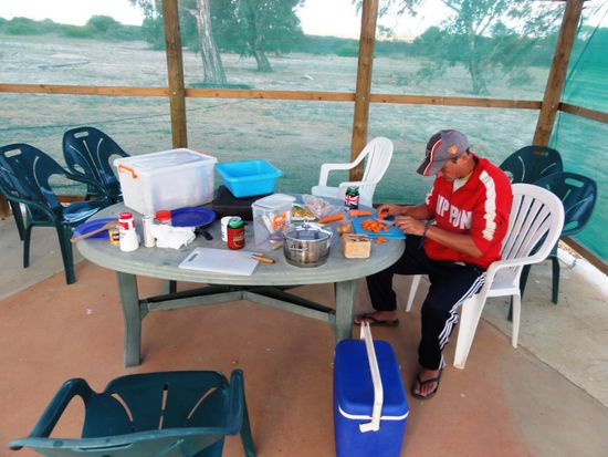 Unter Fliegenangriffen bereiteten wir unser gesundes Nachtessen zu