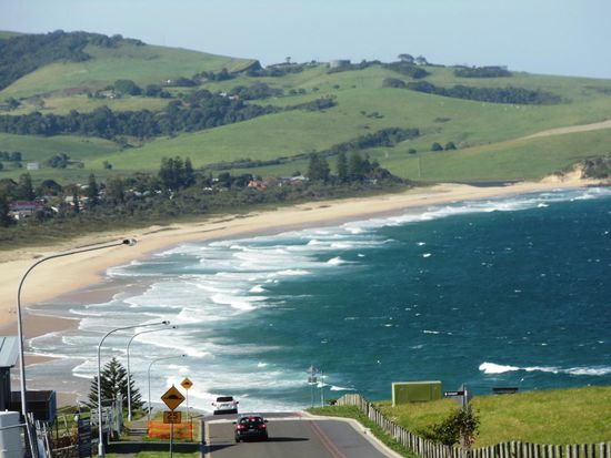 Ankunft in Kiama mit Sicht auf den wunderschönen Strand..