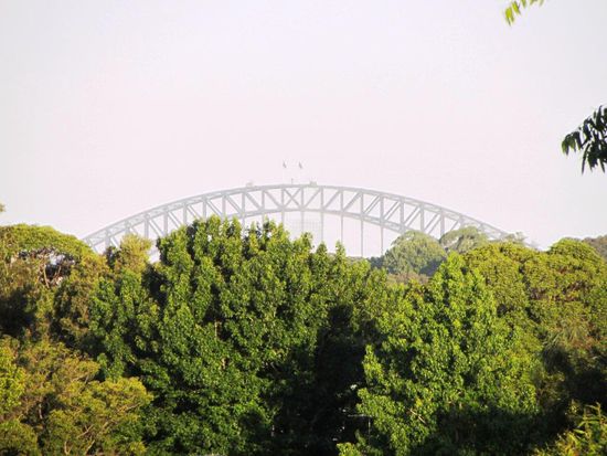 ...auf die Harbour Bridge, wo in wenigen Stunden das grosse Feuerwerk losgeht