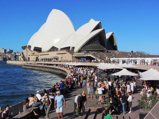 Am zweiten Neujahrstag genossen wir das Treiben am Opera House...