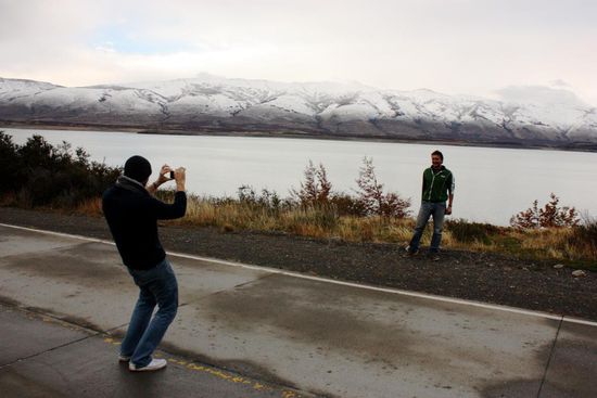 Hier sind wir auf dem Weg zum grossen Gletscher Perito Moreno