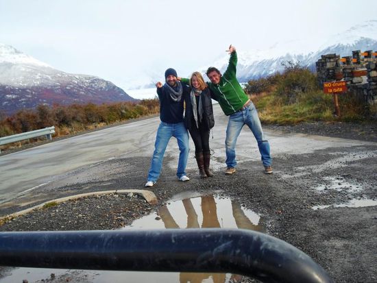 Die drei P's beim ersten Anblick vom Perito Moreno.... okay, wir verdecken ihn ein wenig 
