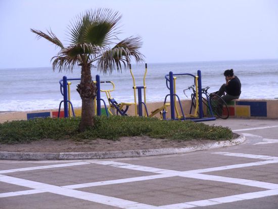 Alle paar hundert Meter gibt es an den Stränden Chinchorro und Las Machas diese Fitnessgeräte