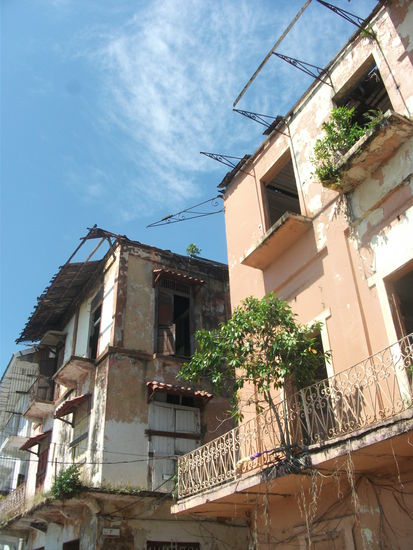 verfallene haeuser, wo schon die baeume und straeucher wachsen, was aber eine super stimmung abgibt!