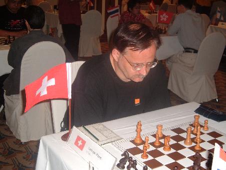 Wahrend der Partie konzentriert: Der beste (und einzige) Spieler aus der Schweiz, Andreas Wuest