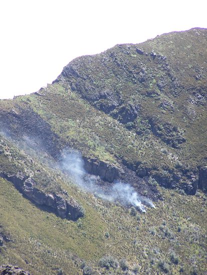 Fumerole am Hang des Pichincha Guagua