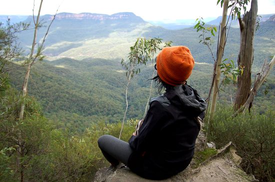Blue Mountains mit irgend so ner Tuse im Vordergrund...