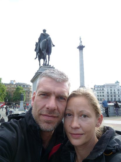 und dann wir beide zusammen am Trafalgar Square