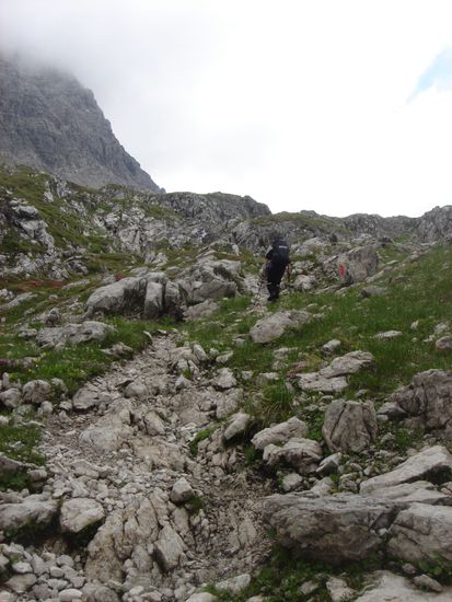 Aufstieg im doch schon hochalpinen Gelände