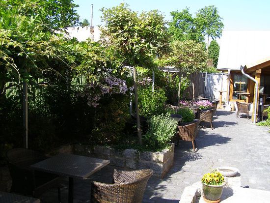 Terasse der Pension am Stadtpark in Zehnedick