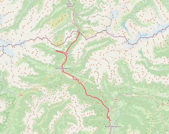 Und sehr entspannende etwa 53 Kilometer vom Brenner nach Brixen (Quelle: Openstreetmap)