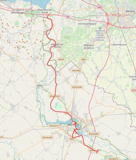 Und noch einmal 69 Kilometer gefahren, so dass ich auf gut 150 Tageskilometer kam (Quelle: Openstreemap)