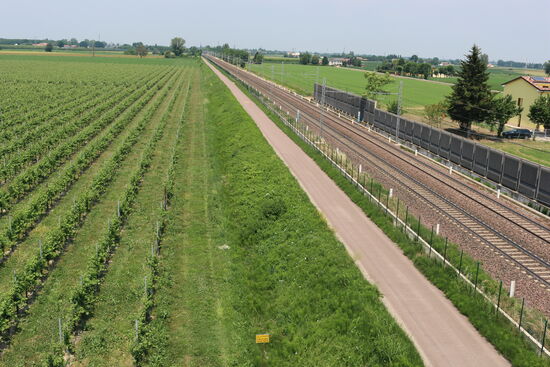 Es geht neben der Bahnstrecke entlang