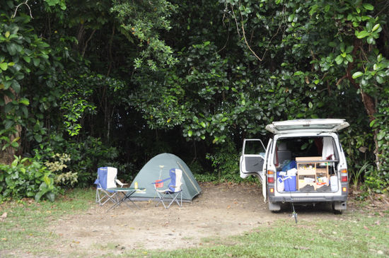 Unser Platzerl am Campsite. Hier gibts's...