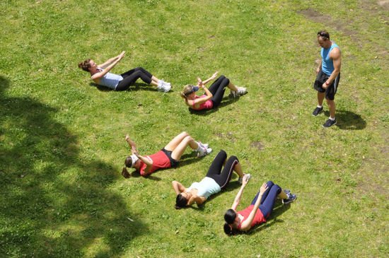 Die Mädls beim Training in der Mittagspause