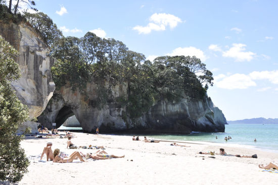 ...bis man dann beim Cathedral Cove (das Loch im Felsen) ankommt.