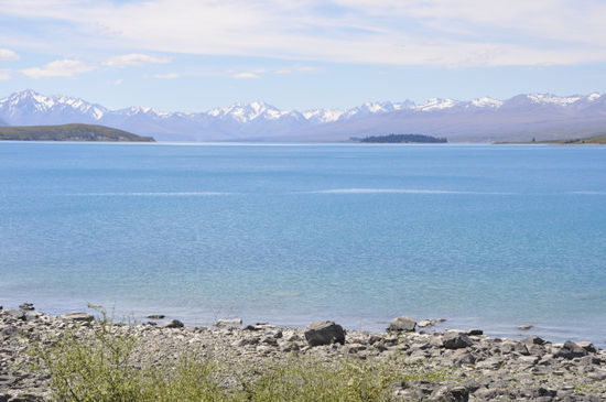 Lake Tekapo, einer von drei Binnen- bzw. Gletscherseen da oben.