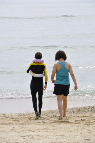 ... Ganzkörperkondom als Sonnenschutz und interessanter Schwimmbehelf auf der linken Seite ...