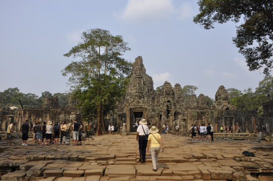 Der Bayon Tempel, einer von vielen Tempeln in der 10 m² großen Angkor Thom City. Gebaut um 1200...