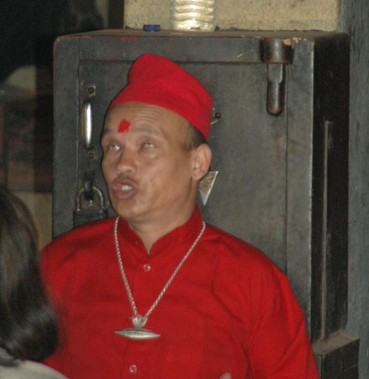 Hindu Priester bei einer Puja