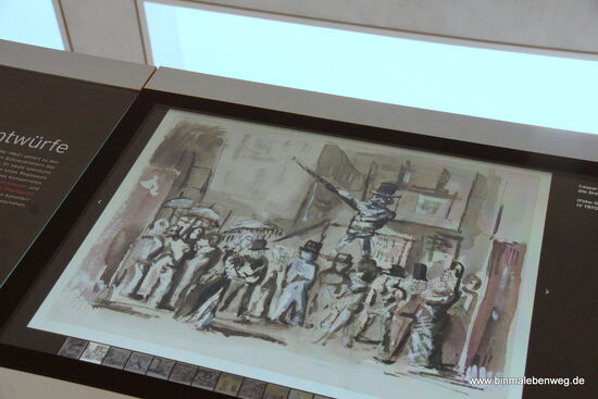 IN einem der Gebäude ist eine Kurt Well-Gedenkstätte untergebracht. Hier eine Szene aus der Dreigroschenoper.