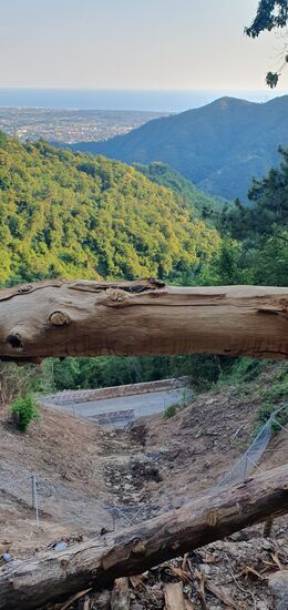 Ausblick mit Erdrutsch - ein Ergebnis der starken Regenfälle im Frühjahr.