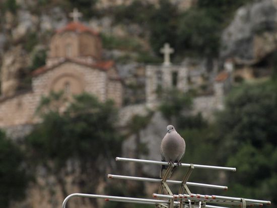 Frieden: Blick auf die St.-Michaelskirche in Berat vom Stadtteil Gorica aus